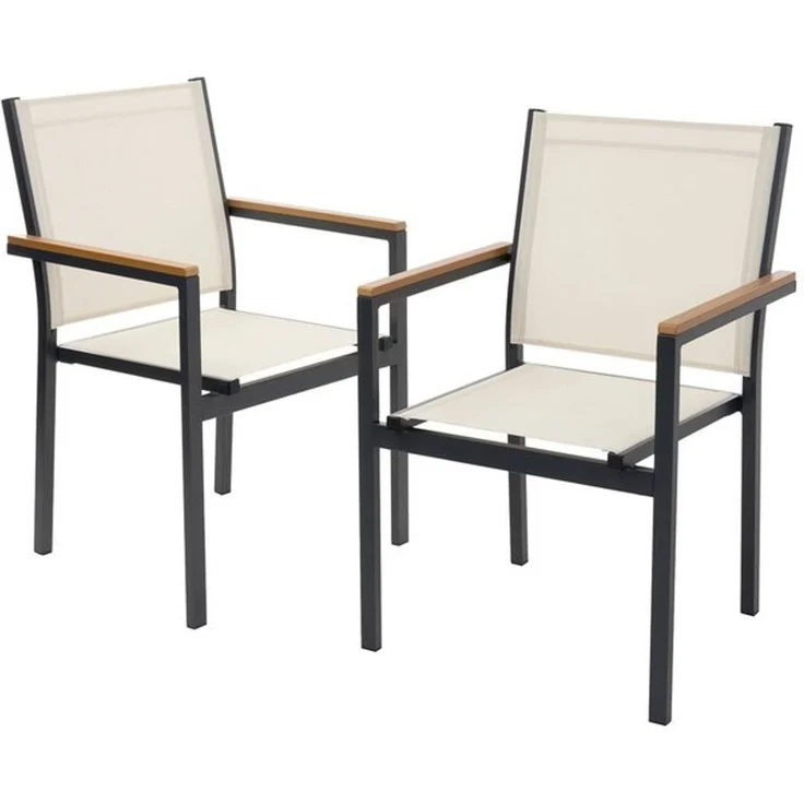 ML-DESIGN Gartenstuhl Terrassenstühle mit Aluminiumgestell Balkonstuhl wetterfest stapelbar (2 St), 2er Set Sessel mit Armlehnen-Holzoptik für Garten Balkon Terrasse – Bild 4