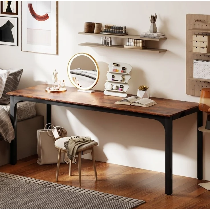 Schreibtisch mit Stahlrahmen, 200x60x75 cm, Rustikales Braun – Bild 3