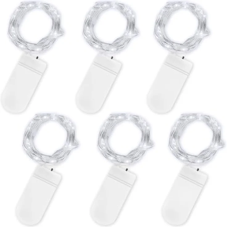 Jsdoin LED Mini Lichterkette mit Batterie, 6x20er Micro Lichterkette außen Batterie, 2M DIY kleine Lichterketten Wasserdicht für Party Hochzeit Weihnachten Beleuchtung Deko (Kaltweiß) – Bild 1