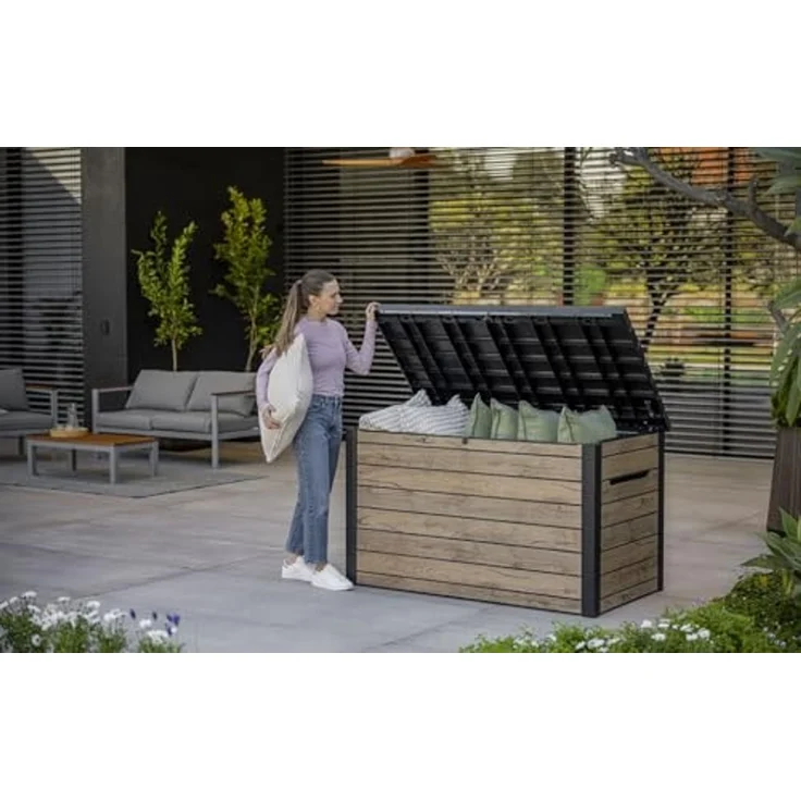 Keter Gartenbox "Ontario" 870L in Holzoptik 147x83x86 cm mit Gasdruckfedern – Bild 2