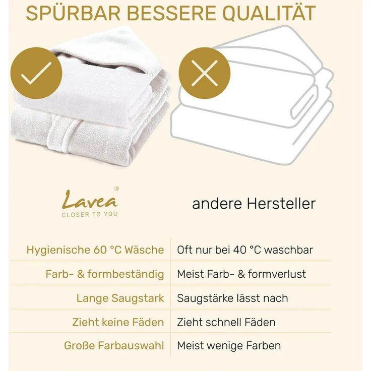 Lavea Saunatuch MEXICO Saunahandtuch 80×200 cm – optional mit Bademantel/Morgenmantel, Baumwolle (Set, 2-St), Hochwertiges Walkfrottier – Saunatuch oder Set mit Unisex-Bademantel – Bild 4