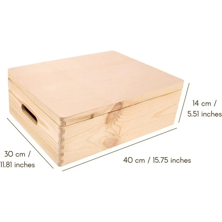 Creative Deco Holzkiste Große mit Deckel 40x30x14 cm (1cm) – Bild 2