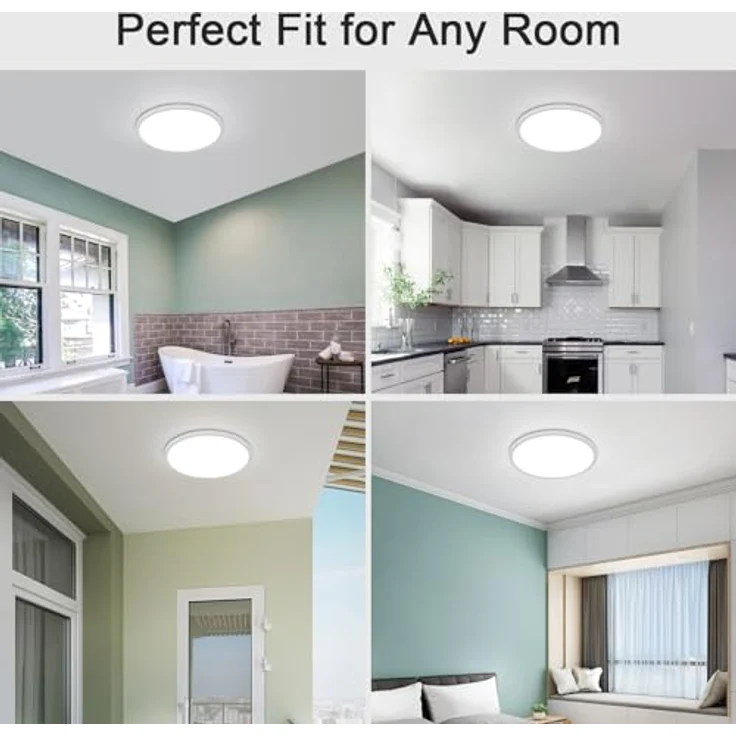 Comely LED Deckenlampe Rund 30cm 24W Superflach IP44 Deckenleuchte Weiß 6500K Kaltweiß für Badezimmer Küche Flur Balkon Schlafzimmer Feuchträume Innenbeleuchtung – Bild 8