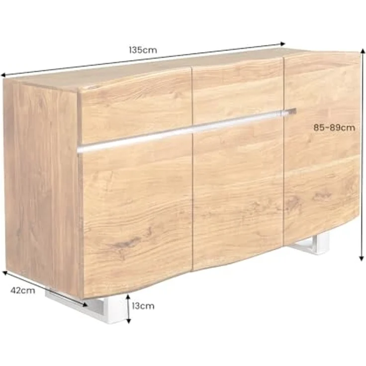riess-ambiente Sideboard MAMMUT 135cm honigfarben (Einzelartikel, 1 St), Massivholz · Anrichte · Baumkante · Edelstahl · Kufen · Wohnzimmer – Bild 3