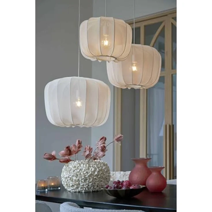 Light & Living Plumeria, Hängeleuchte aus Textil, beige-weiß, Ø 40 cm, E27 – Bild 4