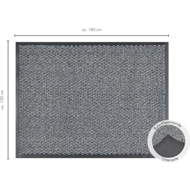 andiamo Fußmatte Easy - Schmutzfangmatte, Türmatte & Fussmatte für den Eingangsbereich - Läufer Flur nimmt Schmutz effektiv auf - 120 x 180 cm in Hellgrau – Bild 3