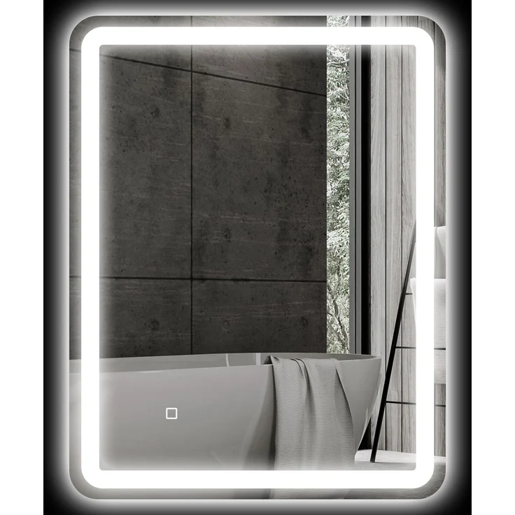 MELAYR, Badezimmerspiegel mit LED-Beleuchtung, 70 x 90 cm, 3 Lichtfarben, 70 x 4 x 90 cm, Silber – Bild 2