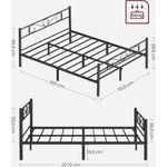 VASAGLE Doppelbettgestell, Bettrahmen, Bettgestell aus Metall, passend für 200 x 160 cm Matratze, Gästebett, einfache Montage, für kleine Räume, schwarz von SONGMICS RMB065B01