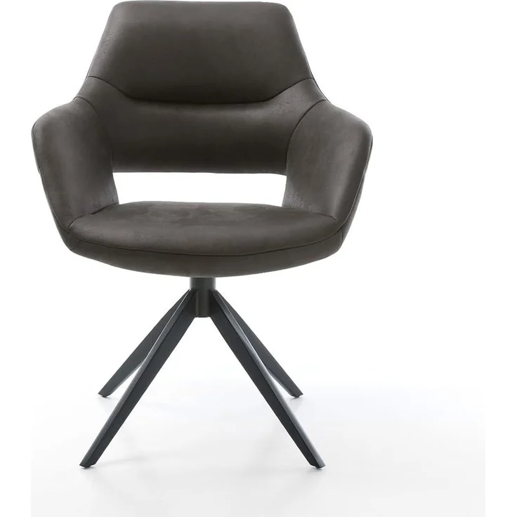 Drehstuhl Yago-Flex mit Armlehnen Mikrofaser Anthrazit Vintage Kreuzgestell breit schwarz 360° drehbar Wippfunktion Taschenfederkern – Bild 4