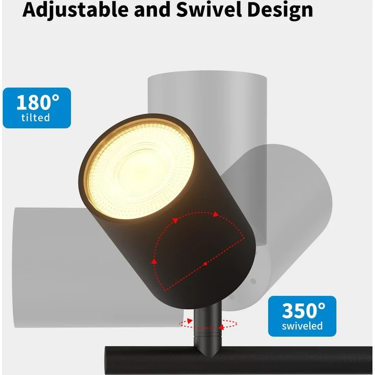 LVWIT LED Deckenstrahler 6 Flammig Schwarz Deckenleuchte Schwenkbar GU10 Deckenlampe Spot 6 Flammig Modern Strahler Deckenspot für Küche, Wohnzimmer, Schlafzimmer(Ohne Glühbirnen) – Bild 2