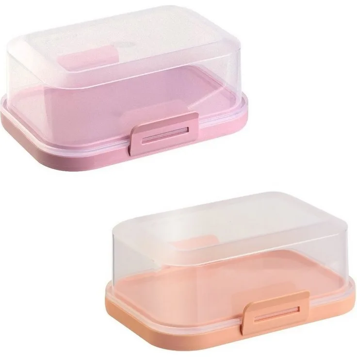 Engelland Butterdose Stapelbare Butter-/Käsedose, Kunststoff, (Vorteils-Set, 2-tlg, mit sicherem Klickverschluss), stapelbar, platzsparend, Ordnung im Kühlschrank, BPA-Frei, Mehrzweck