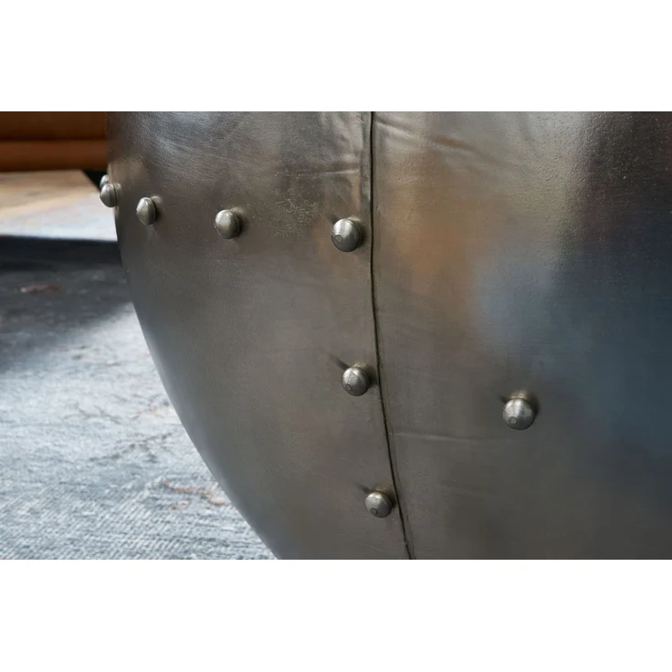 Wohnling Runder Couchtisch im Industrial Style, Mango Massivholz/Metall Silber, 60 x 43 x 60 cm – Bild 12