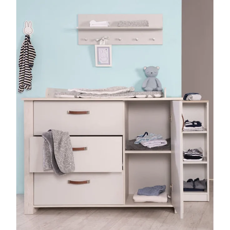 roba Kinderzimmerset 'Mila' 3-teilig - Bett 70 x 140 - Kleiderschrank 3-türig - Grau / Weiß – Bild 8