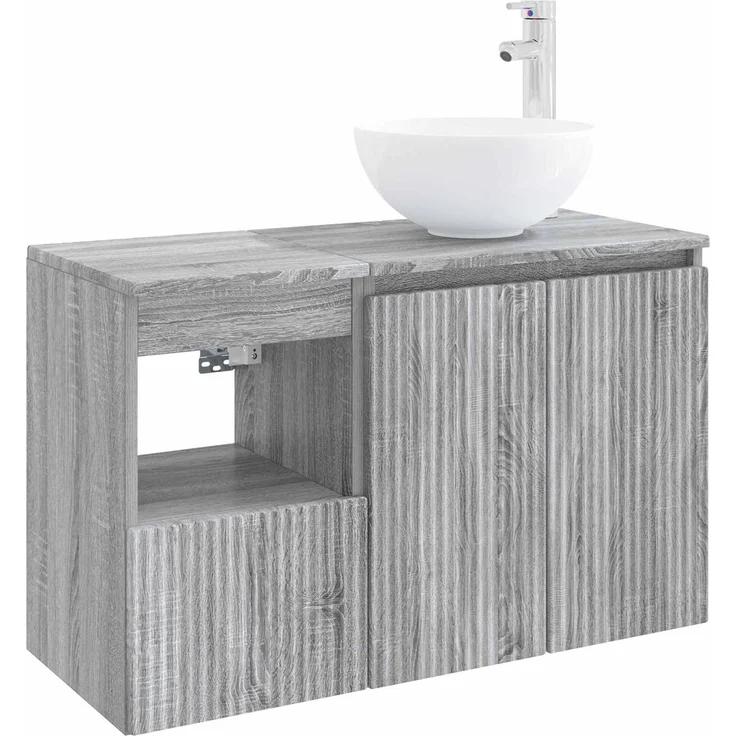 vidaXL Badezimmerschrank-Set 2 stk. Grau Sonoma 79,5 x 41 x 80 cm 3404040 – Bild 2