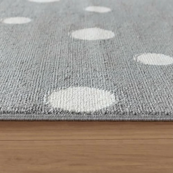 Jimri Kinderteppich DOTS l Pünktchen Gepunktet | Farbe: Beige Blau Rosa | Kinderzimmer/Jugendzimmer (Grau, 160x230 cm) – Bild 7