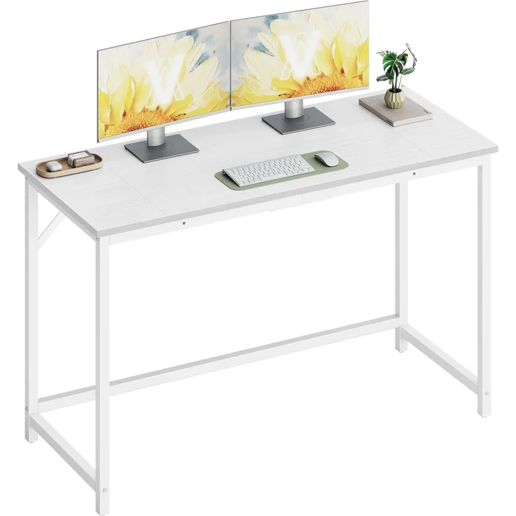 VASAGLE Tisch, Computertisch, Bürotisch, 120 x 50 x 76 cm | Für Arbeitszimmer, Schlafzimmer, Wohnzimmer, Ahornweiss-Mattweiss, BARNET Kollektion LWD039W01