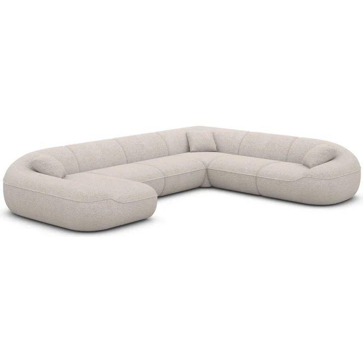 Polster Wohnlandschaft Solmare XXL U-Form - Bouclestoff - Pearl - Links – Bild 1