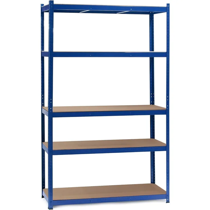 Wiltec Schwerlastregal 100 x 50 x 204 cm, 200kg/Ebene, Steckregal blau, Lastenregal mit 5 Ablagen, Werkstattregal