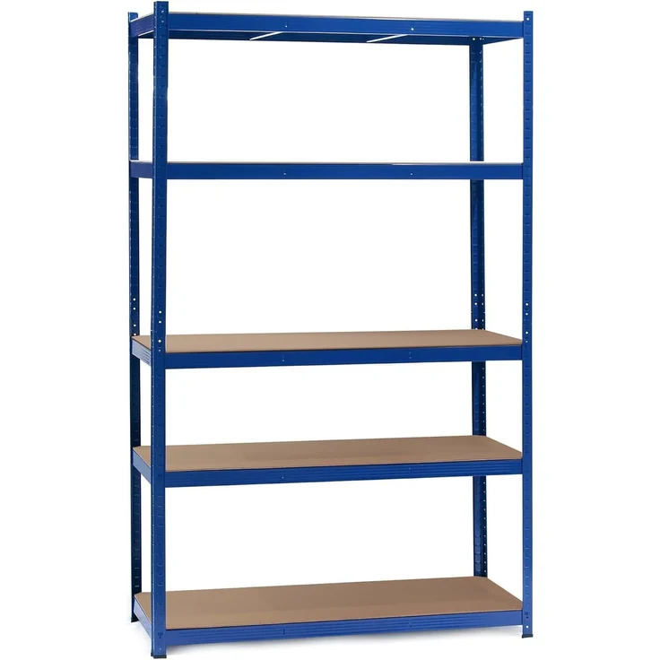 Wiltec Schwerlastregal 100 x 50 x 204 cm, 200kg/Ebene, Steckregal blau, Lastenregal mit 5 Ablagen, Werkstattregal
