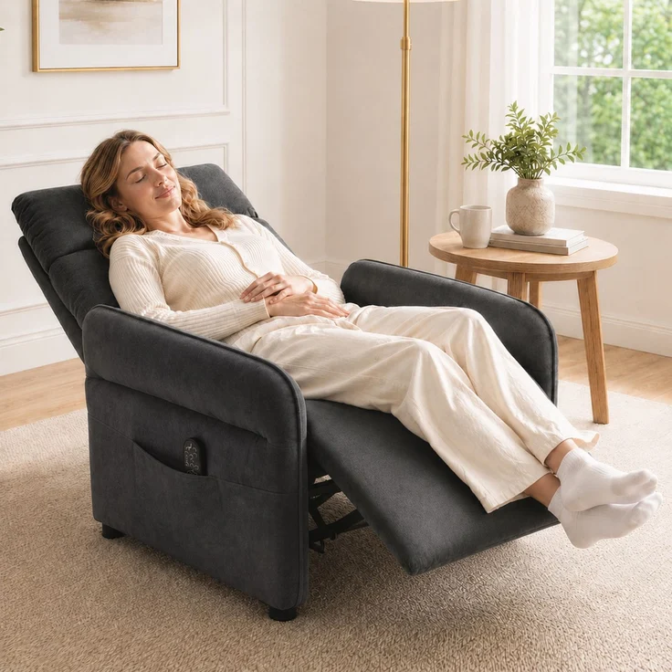 HOMCOM Relaxsessel, Frottee (100 % Polyester), Dunkelgrau, 74 x 89 x 103 cm – Bild 2