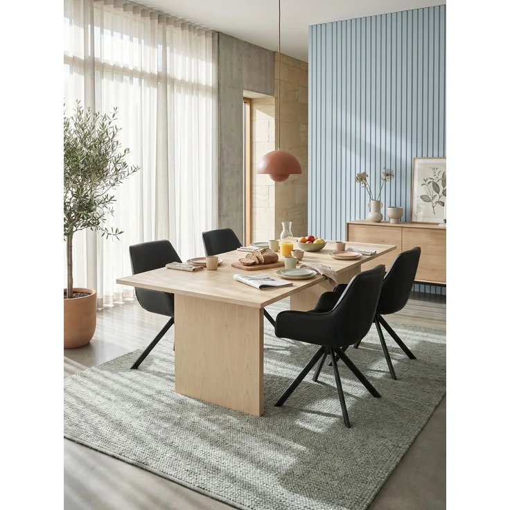 GOEURVANT 1178 Esszimmerstühle 4er-Set mit Armlehnen, 360° Drehbar, Kunstleder - Schwarz – Bild 3