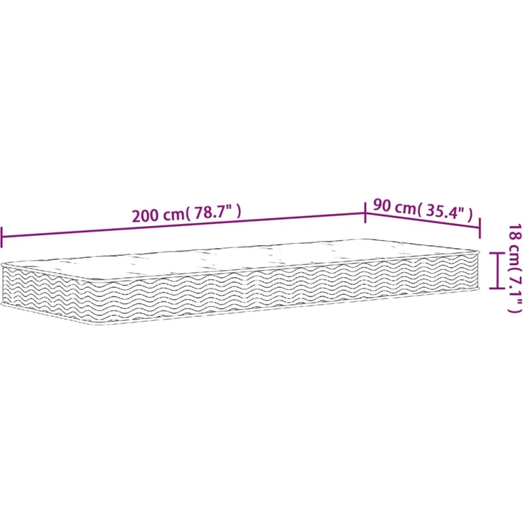 vidaXL Matratze Bonnell-Federkern Mittel 90x200 cm 372985 – Bild 9