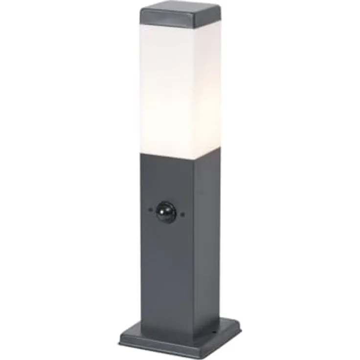 Qazqa Malios Außen Pollerleuchte, Wegeleuchte in Dunkelgrau, max. 15W, dimmbar, IP44, 45cm, e27 Fassung