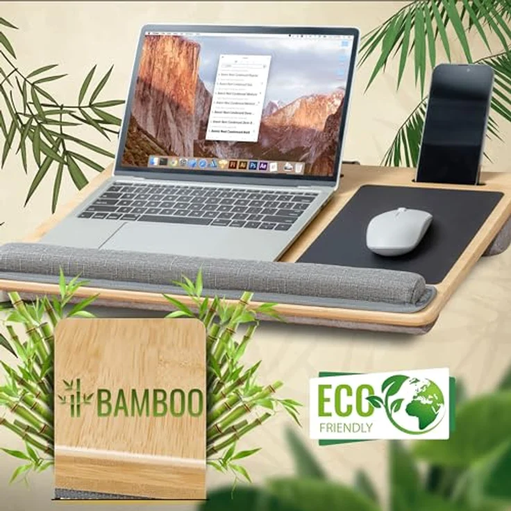 RICOO Laptoptisch LA0035, Laptop-Kissen mit Mauspad Laptop-Ständer Notebook Knietablett Holz – Bild 3