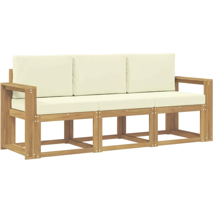 vidaXL Outdoor-Sofagarnitur 3 stk. White and Cream 197.5 x 63 x 73 cm 3387179 – Bild 2