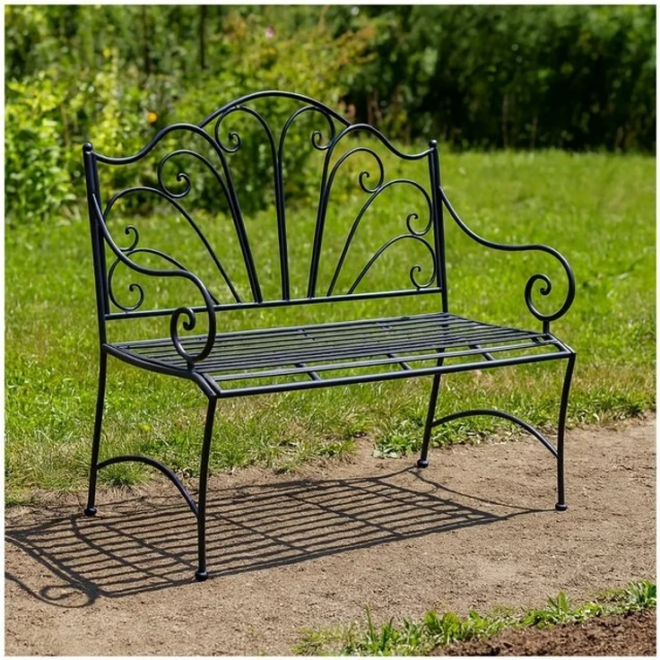 HTI-Living Gartenbank Gartenbank aus Metall (Stück, 1-St, 1 Gartenbank ohne Dekoration), Sitzbank Metall nostalgisch – Bild 2