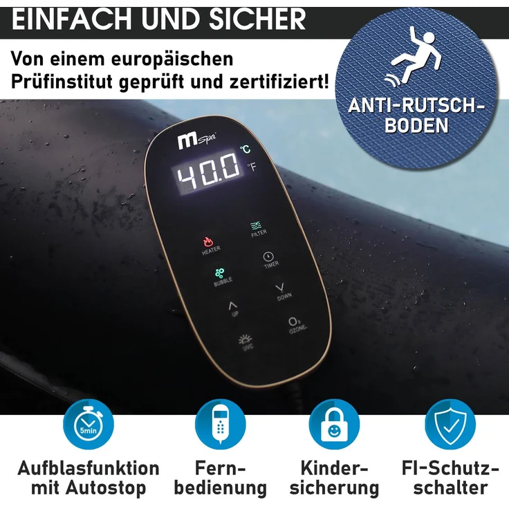 BRAST aufblasbarer Whirlpool 'MSpa Aurora', Ø 204 x 70 cm, für 6 Personen, mit LED-Beleuchtung – Bild 7