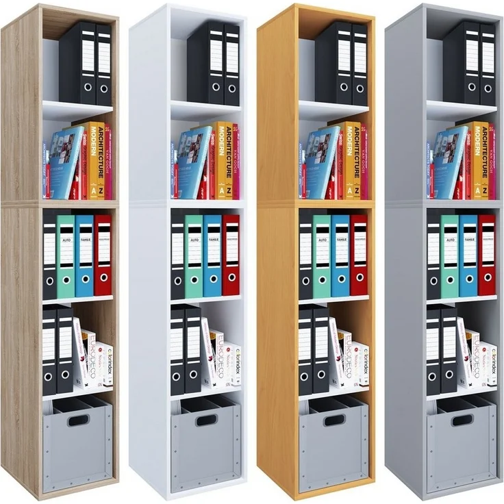 VCM Büroregal & Bücherregal Lona 917849 Weiß H. 183 x B. 35 x T. 37 cm – Bild 1