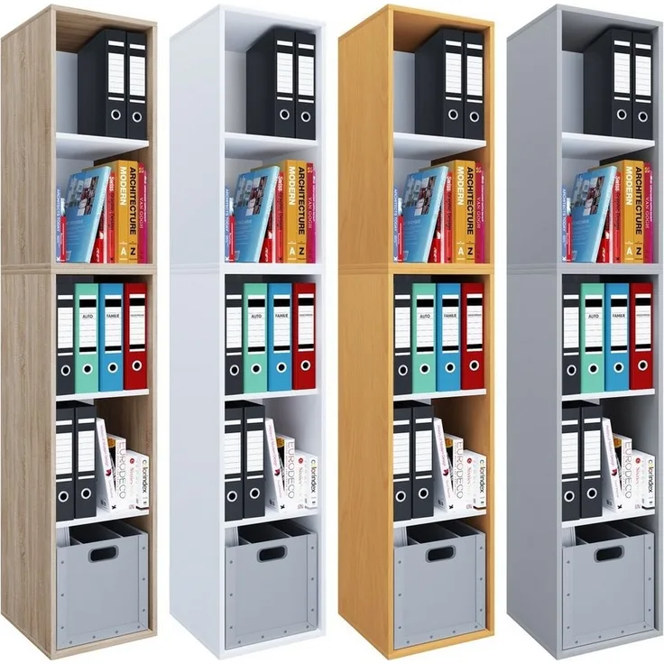 VCM Büroregal & Bücherregal Lona 917849 Weiß H. 183 x B. 35 x T. 37 cm