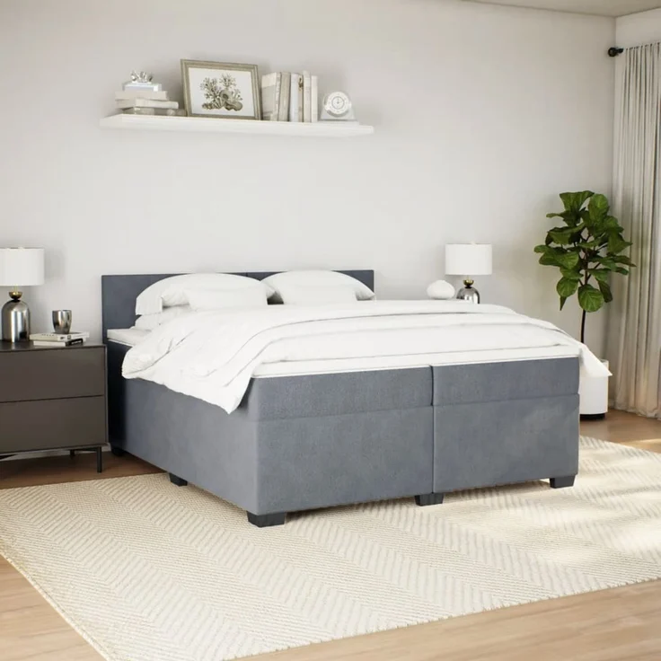 vidaXL Boxspringbett mit Matratze Dunkelgrau 200x200 cm Samt 3288697 – Bild 5