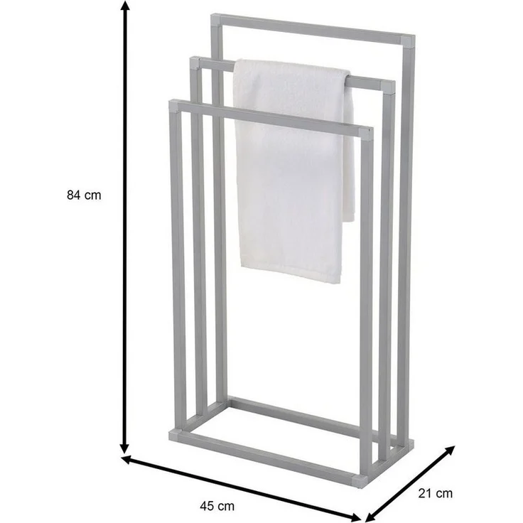IDIMEX Handtuchständer KUNO, Handtuchhalter ohne Bohren, freistehend mit 3 Stangen aus Metall grau – Bild 2