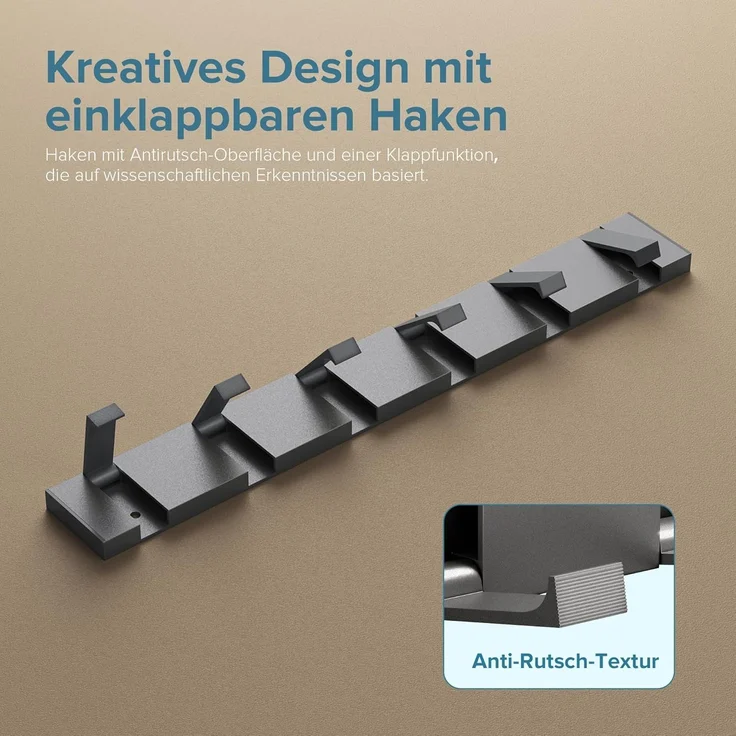 doporro Wandgarderobe Garderobenhaken Wandhaken Garderobenleiste aus Alu mit 4/6 Haken – Bild 4