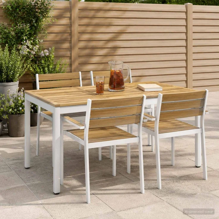 vidaXL Gartentisch Weiß 141 x 80,5 x 75 cm Massivholz Akazie 901765 – Bild 1