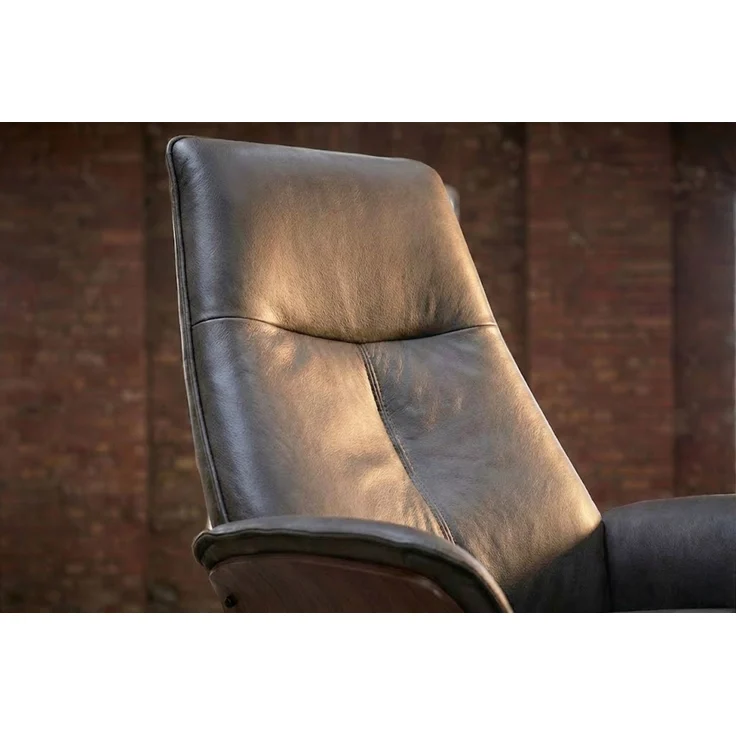 KAWOLA Relaxsessel FERREIRA Drehsessel Lederfaserstoff anthrazit mit Hocker 106 x 84 x 78 cm – Bild 4