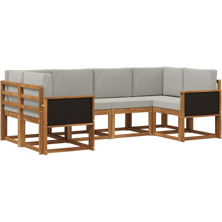 vidaXL Outdoor-Sofagarnitur 6 stk. 6-Sitzer Natur und Hellgrau 3385482 – Bild 2