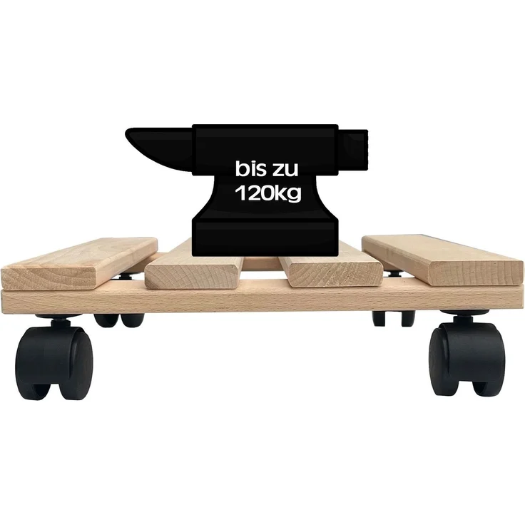 1x Rolluntersetzer eckig Pflanzenroller 30x30 cm - max. 120 kg Traglast - aus Buchenholz - Stabil & robust - Für Pflanztöpfe, Möbel & schwere Gegenstände – Bild 5