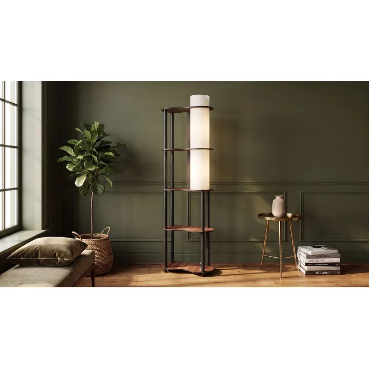 KAWOLA Stehlampe DALORA Holz walnuss 140 x 17 x 17 cm