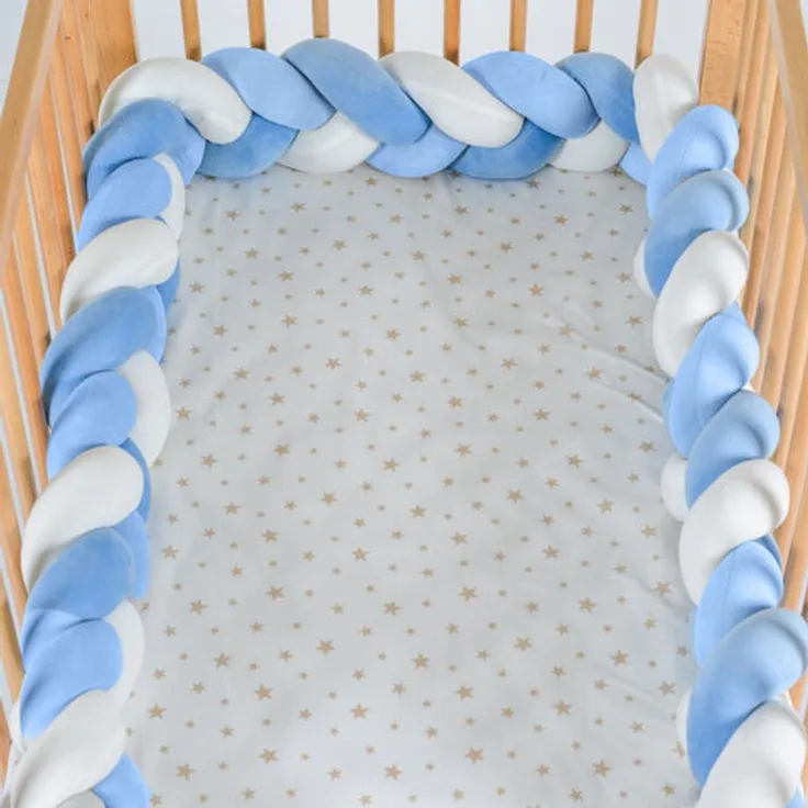 Cangaroo Bettnestchen Braidy geflochten, Bettumrandung 220 x 13 x 3,5 cm blau weiß