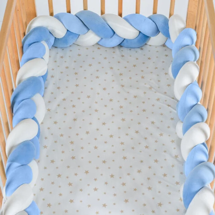 Cangaroo Bettnestchen Braidy geflochten, Bettumrandung 220 x 13 x 3,5 cm blau weiß