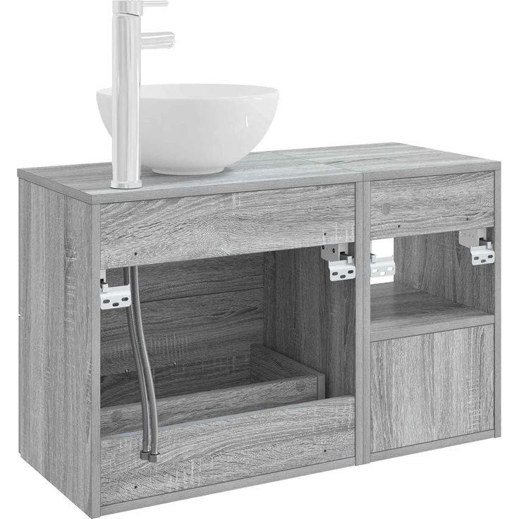vidaXL Badezimmerschrank-Set 2 stk. Grau Sonoma 79,5 x 35 x 80 cm 3403869 – Bild 6