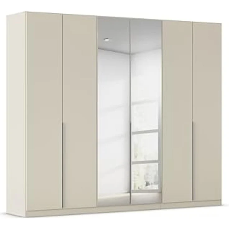 Rauch Möbel Alabama, Kleiderschrank für Schlafzimmer, Kinderzimmer, Wohnzimmer, Garderobe, Flur, 6-türig, Spiegel, mit Zubehör Basic, Farbe Beige, Breite 271 cm – Bild 1