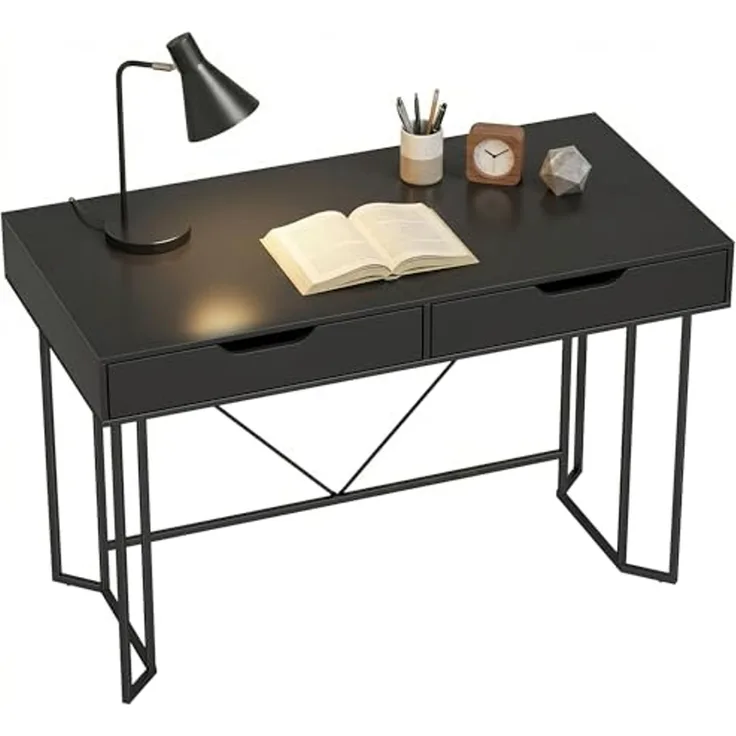 HOMCOM Schreibtisch mit 2 Schubladen (Bürotisch, 1-St, Computertisch), 120 x 60 x 77 cm Schwarz
