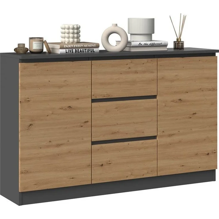 ibonto ECKKOMMODE ANTHRAZIT / ARTISAN EICHE 40x120x75cm (H 75 x T 40 x B 120 cm) – Bild 2