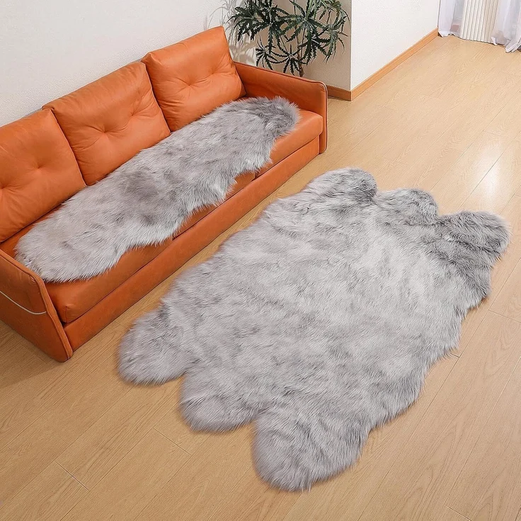 1 Stück Plüschteppich, flauschig, Nachttisch- & Schlafzimmer-Teppich, 40x60 cm, Grau – Bild 6
