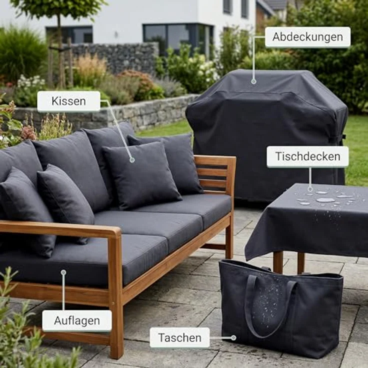 NOVELY® Sunset Oxford 420D - Polyesterstoff Extrem Reißfest Dicht | UV-beständig Waterproof | Polyester Garten Stoff 1 lfm Outdoor Meterware Wasserdicht Farbe: 40 Dunkelgrau Graphit DGP Dark Graphite – Bild 3