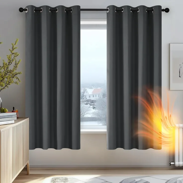 Deconovo Verdunkelungsvorhang Gardinen mit Ösen Blickdichte Vorhang Kälteschutz Schlafzimmer 2er Set, Blackout Curtain einfarbig Thermo Vorhang Verdunkelung Wärmeisolierend